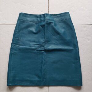 BCBGMaxAzria Y2K 90's Soft Genuine Leather Turquoise Pencil Mini Skirt